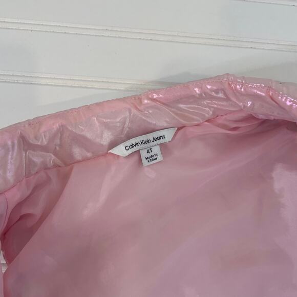 Zara Calvin Klein Girls Pink Hooded Puffer Vest & Jeans Bundle OF 2 Size 4-5 - Picture 4 of 10
